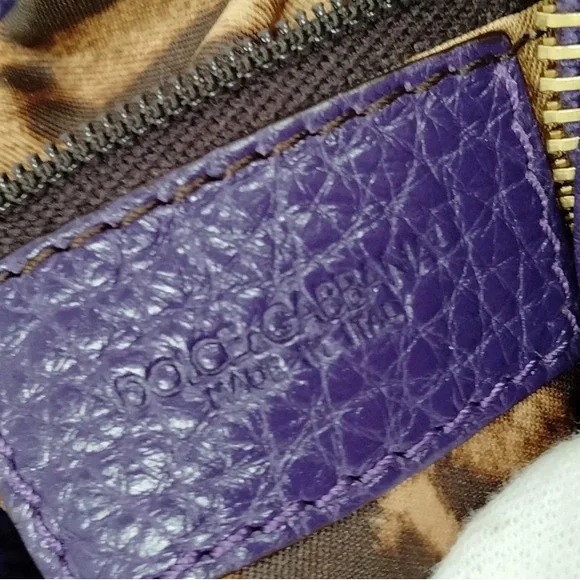 DOLCE & GABBANA Purple Leather Handbag NWT Eye Catching Design with Gold Accents - Picture 9 of 14